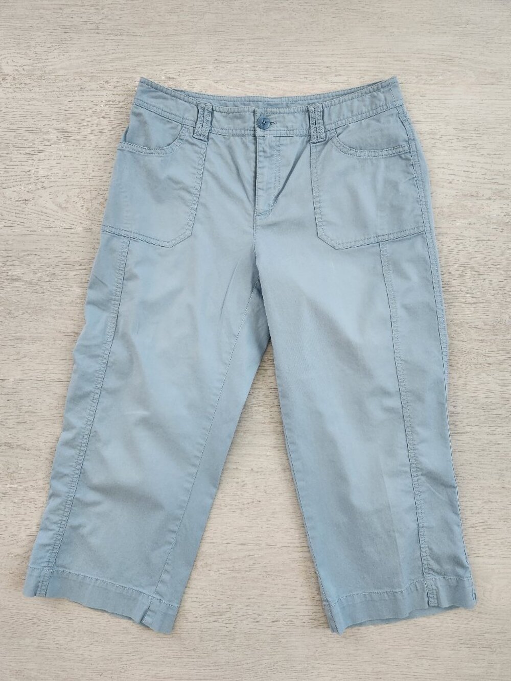 Rafaella Petite Utility Capri Cropped Pants Light Blue 8 Petite